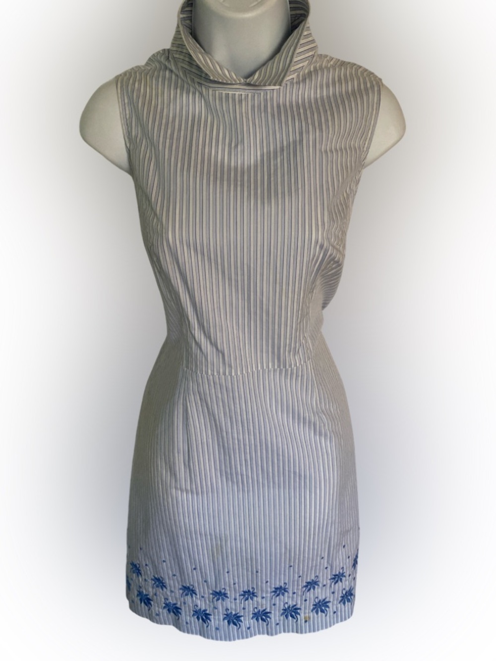 Brooks Brothers Blue and White Striped Shirt Dress - 6 blue white striped